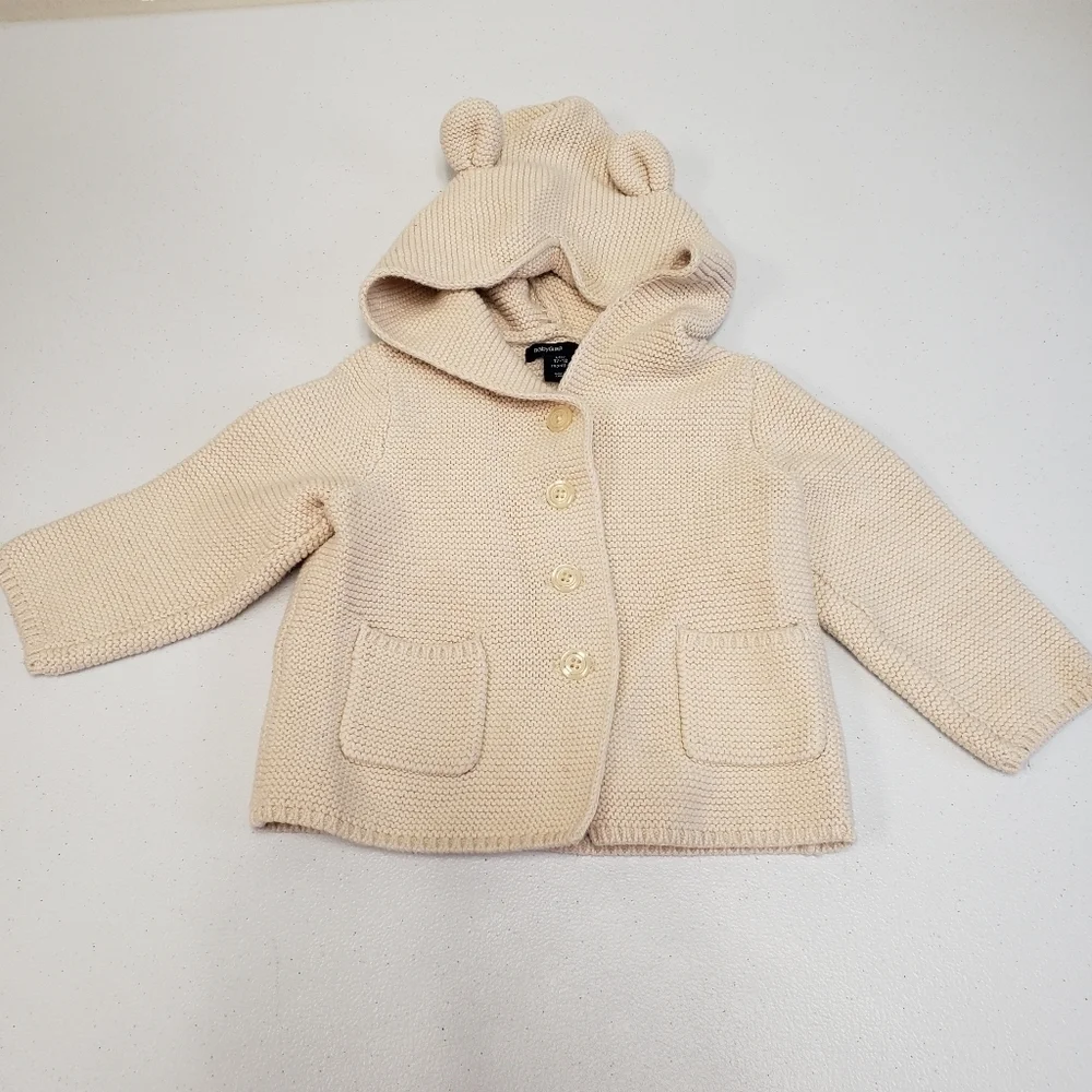 Baby Gap Knit Button Sweater with Bear Ears Size 12-18 Months